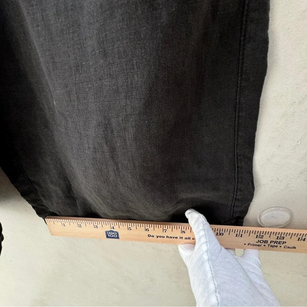 H HALSTON Black Wide Leg Linen Pants Size S Minimalist Resort Drawstring - Picture 12 of 15